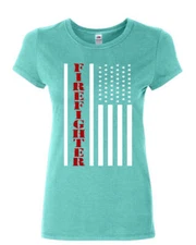 Firefighter Stars and Stripes Women's T-Shirt Fire and Rescue Fire Dept Shirt