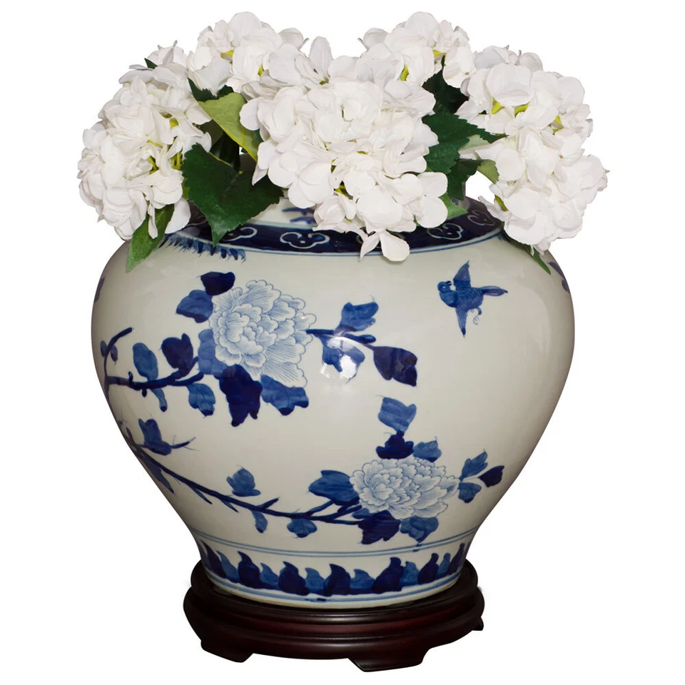 US VERKÄUFER - blau & weiß chinesische Ming Porzellan Landschaft Motiv Vase - Bild 2 von 4