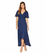 $295 Show ME Your Mumu Womens Blue V-Neck Fluttered-Sleeve Marianne Wrap Dress S