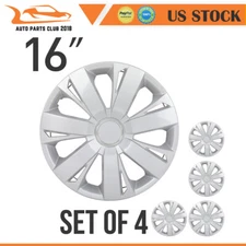 4X 16" Wheel Hub Caps Plastic Rim Covers Silver Cover Kit Fits All Makes Models