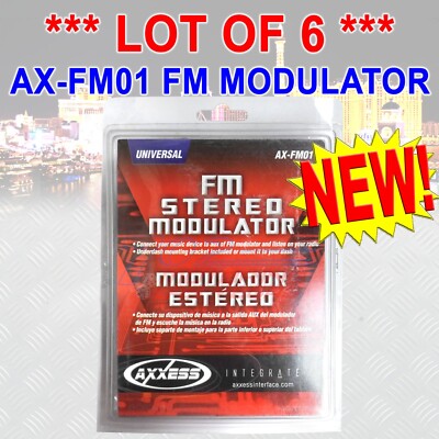 LOT OF 6 *** AX-FM01 FM MODULATOR WITH IPOD CABLE AND DASH MOUNTING ...