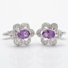 Natürlich Amethyst Edelstein Mit 925 Sterlingsilber Manschettenknopf #1744