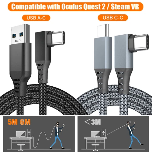 USB Type C Streaming Link Cable for Meta Oculus Quest 3/Quest 2/Pico 4/Steam VR