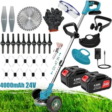 Cordless Weed Eater Electric Brush Cutter Lawn Edger Grass String Trimmer 4.0Ah
