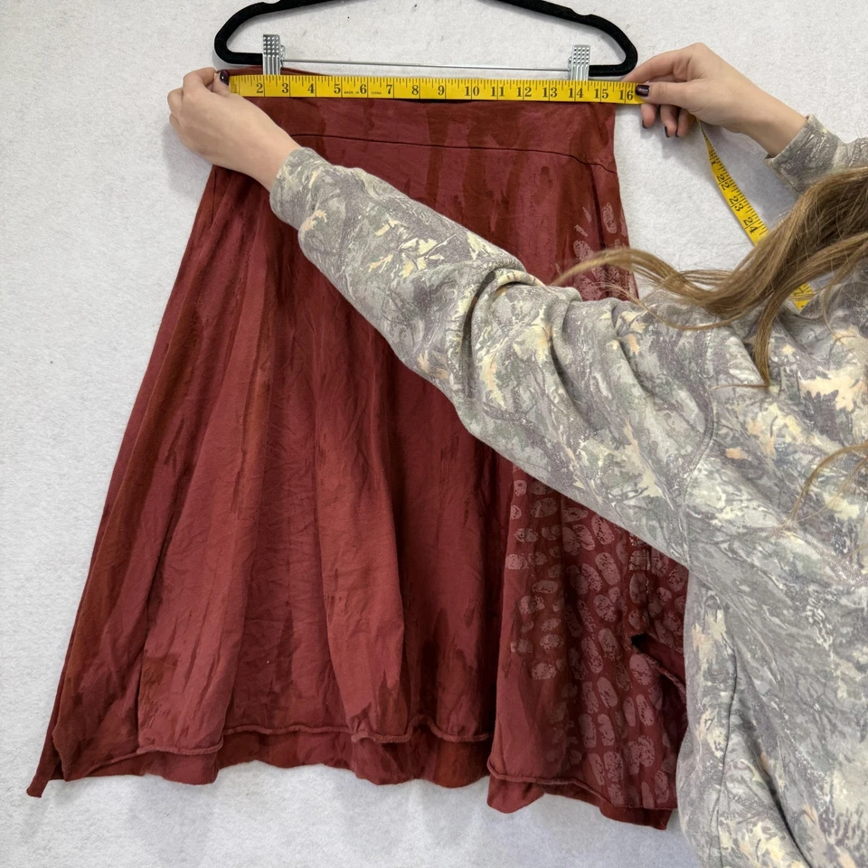 Falda prAna Mujer Pequeña Roja Óxido Algodón Orgánico Línea A Asimétrica Hecha en EE. UU. Foto 3 de 4