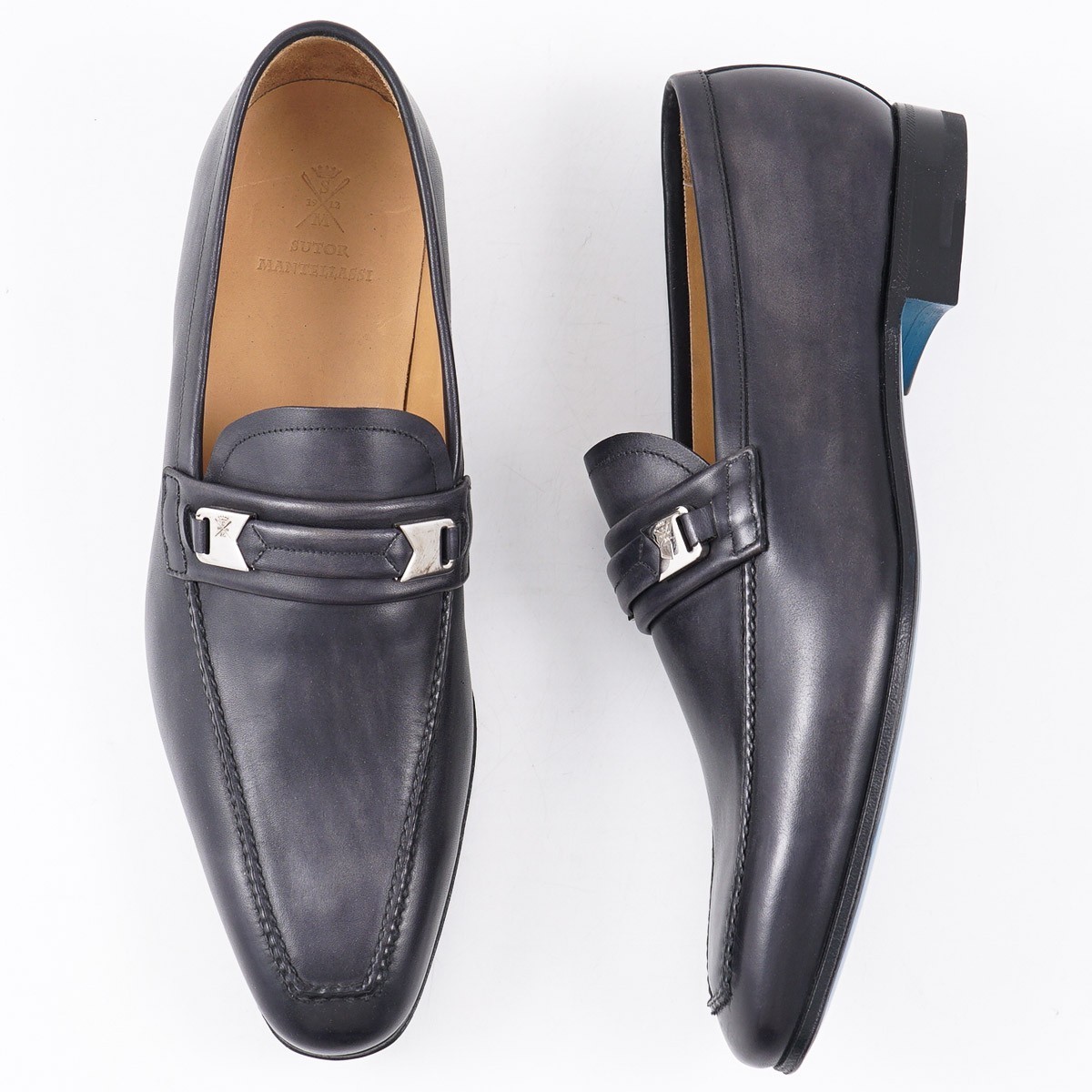 Sutor Mantellassi Dark Slate Gray Leather Loafers 9.5 (Eu 