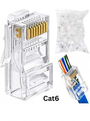 #ad RJ45 Cat6 Pass Through Connector Plugs ethernet cable plug Network crimp 100 Pcs $14.98