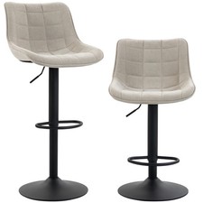 HOMCOM Set di 2 Sgabelli da Bar Girevoli e Regolabili, Bianco Crema