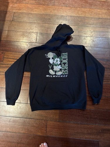 NEW DISNEY x JUNK FOOD Mickey Mouse NBA Milwaukee Bucks Pullover Hoodie Size L - Picture 1 of 4