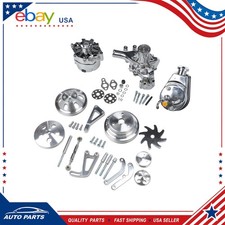 For Sbc Chevy V Belt Pulley W Bracket Kit Long Water Pump Power Steering