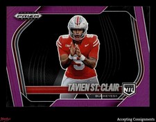 2025 Panini Prizm Black Prizms Purple #193 Tavien St. Clair 26/99 ROOKIE