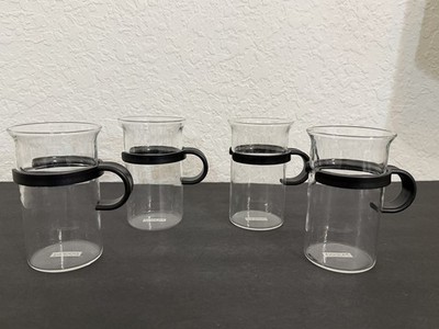Bodum Bistro Tall Glass Coffee Tea Cup Set of 4 Black Handle Modern/Picard Style