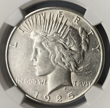 NGC AU 58 1925-S US 🇺🇸 Silver Peace Dollar (San Francisco Mint)
