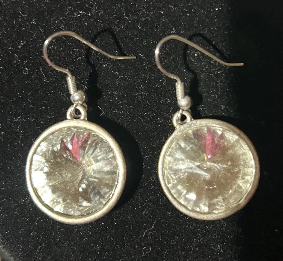 Collar y Pendientes Diseño Premier Discos Tono Plata Y Diamantes Vidrio Foto 4 de 4