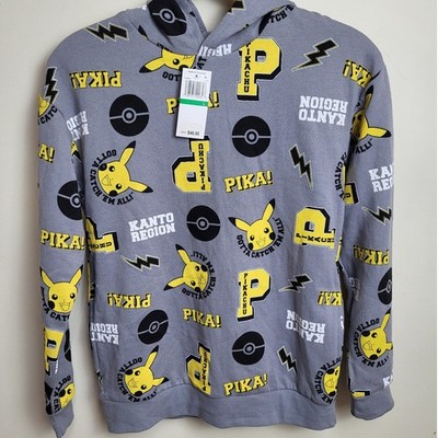 Hybrid Apparel Pokemon Pikachu Kanto Region All Over Print Hoodie Size L NEW