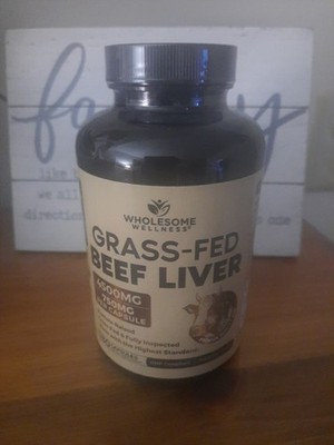 Wholesome Wellness Grass-Fed Beef Liver 750mg 180 Capsules Dietary Supplement