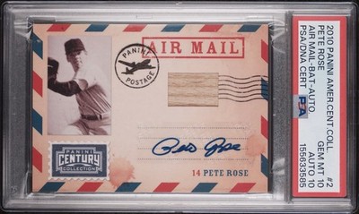 2010 Panini Century Collection Air Mail Bat Auto Pete Rose PSA/DNA 10 Gem Mint