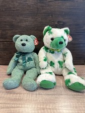 Pair Of Ty Beanie Buddies CLOVER and SHAMROCK St. Patrick  s Day, Retired w/ Tags