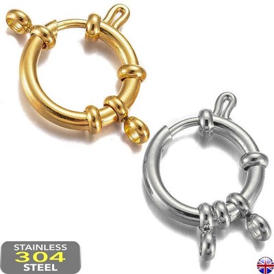 304 Edelstahl Federverschluss 10 12 14 mm Rundbolzen Ringe Schmuck Zubehör
