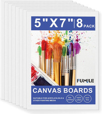 5X7 Inch Canvas Boards for Painting, 8 Pack Primed Acid-Free Blank Canvas Panels