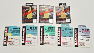 Kamasan Barbless Angelhaken Nylon Rigs grobe Karpfen Match Wide Gape Posten