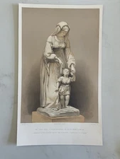 Antique Victorian Print  the First Step,” Marble Statue by Pietro Magni of Milan
