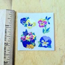 Vintage Sandylion Prism Purple Pansy Flower Bouquet Garden Sticker Mod