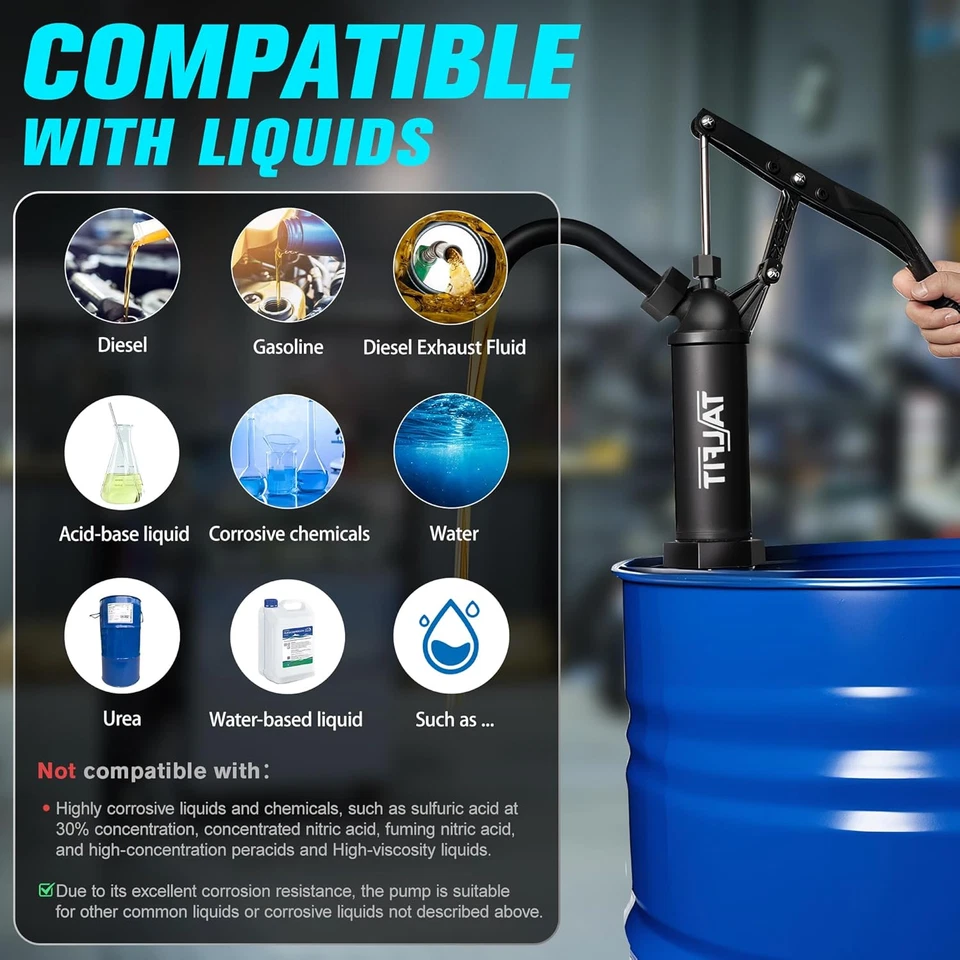 Bomba de barril de acción de palanca, bomba de tambor de 55 galones, para combustibles, productos químicos, Li corrosivo Foto 4 de 4