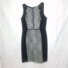 Ann taylor loft tweed panel lace trim sheath dress size 6