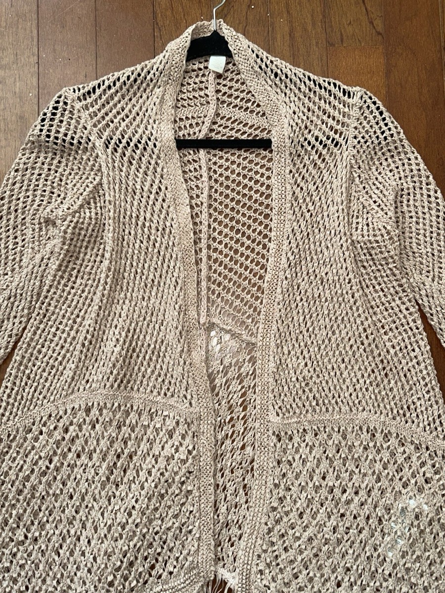 Chico’s Travelers Collection Netted Fringe Open Cardigan Chico's S Coastal View 3