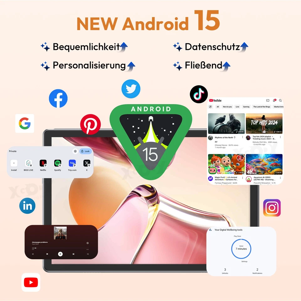 2025 Neueste Tablet 24GB RAM 256GB ROM 10 Zoll Android15 Tablet 2SIM LTE 5G WiFi - Bild 3 von 4