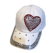Popfizzy Heart Rhinestone Hat for Women, Trendy Bling Hats, Heart...