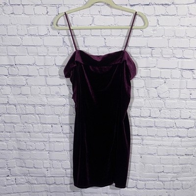 Emerald Sundae Womens Velvet Mini Slip Dress Eggplant Size XL NWT Whimsigoth