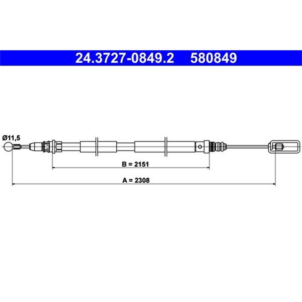ATE Handbremsseil Hinten Rechts Passend FÜR CitroËN C8 Peugeot 807 |-image