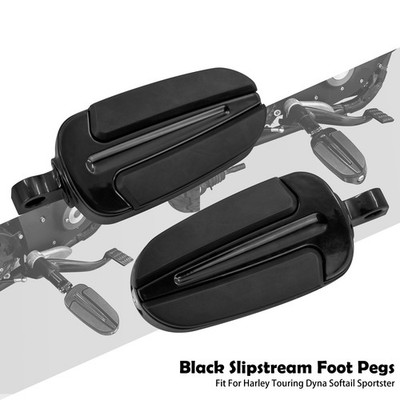 Black Male Mount Footpeg Slipstream Footpeg For Harley Dyna Switchback Touring