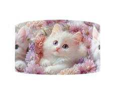 1 inch 1 yard Cat kitty kitten 3D look flower Printed Grosgrain Ribbon 1276428