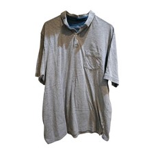 Tommy Bahama Polo Shirt Mens Large Gray Cotton Pocket Soft Ringspun Marlin Back