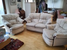 3 piece sofa suite / set - 2 seater, armchair, swivel / rocking armchair, beige