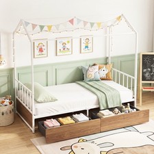 Image of Kids House-shaped Bed Frame Single Size House Bed
