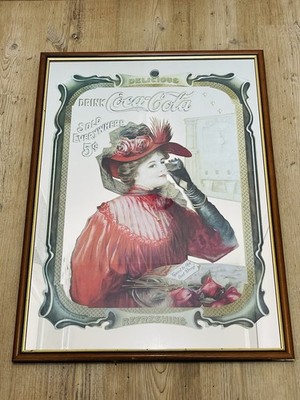 Coca Cola Spiegel Werbung Vintage gerahmt 74 x 54 cm Deko Bar USA