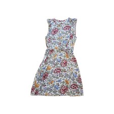 Loft Women’s Size S Short  Round Neck White Floral Dress Classiccore