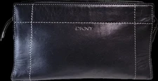 DKNY Black Leather Sholder Bag Hanbag Vitange Handbag Purse
