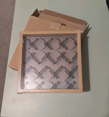 2x Foto Bilderrahmen Schwebeoptik Doppel Plexiglas 16 cm Quadrat Holz