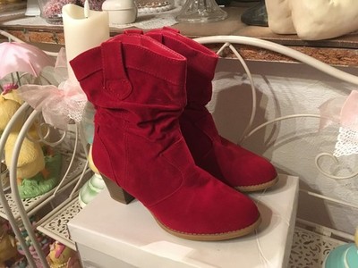 Damenschuhe Stiefel Cowboy Westernstyle Velourleder rot Größe 39 mit Karton NEU
