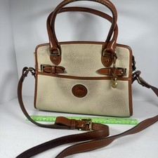 Dooney  Bourke USA Vintage AWL BUCKLE Satchel Purse Bone  British Tan Leather