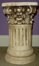 Classic Greek Roman Ornate Column Pedestal Ionic Fluted Home Decor 16"