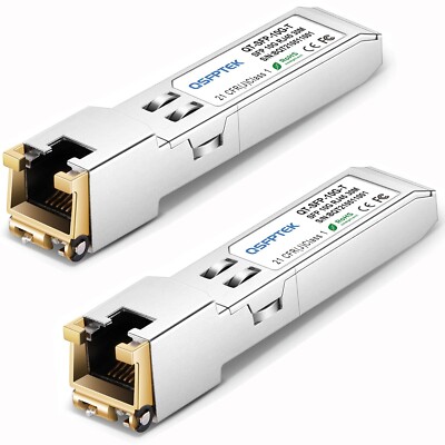 2Pack 10GBASE-T SFP+ Module, 10G SFP+ to RJ45 Copper, 10gbe SFP Ethernet Opti...
