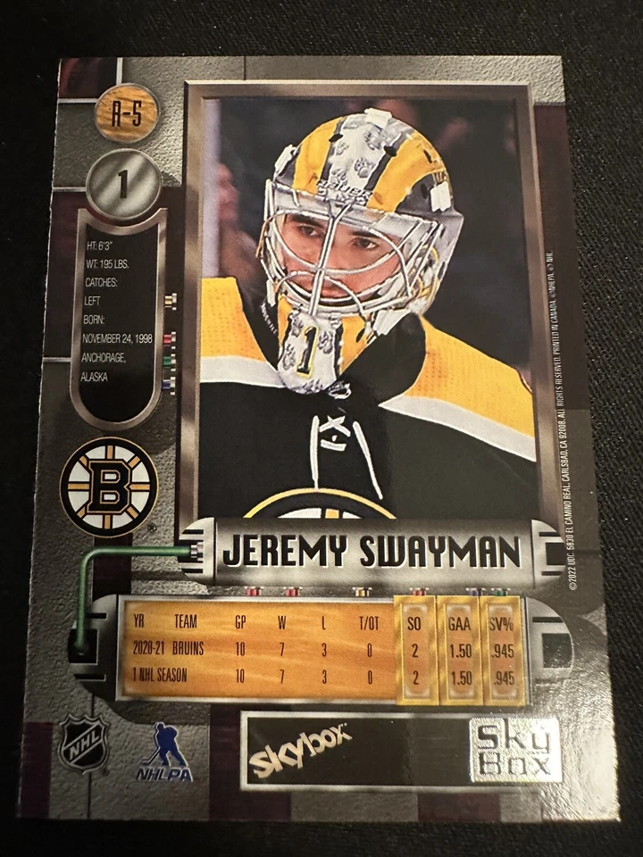 Jeremy Swayman #R-5 - 2021-22 Skybox Metal Universe - 1997-98 Retro Rookies - Image 2 of 2