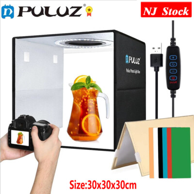 US PULUZ Photo Studio Light Box 30cm Folding Desktop Ring LED Shooting Tent New