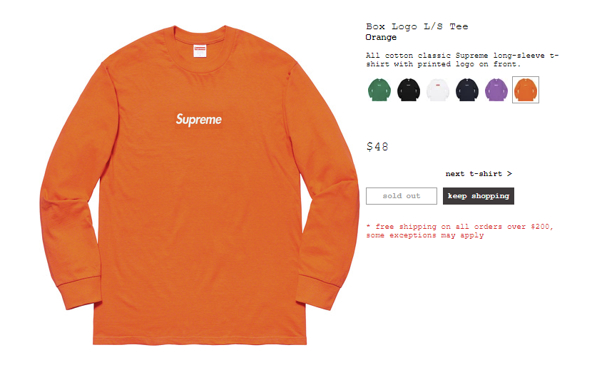 Supreme Box Logo L/S Tee Orange Longsleeve Size LARGE FW20 Confirmed